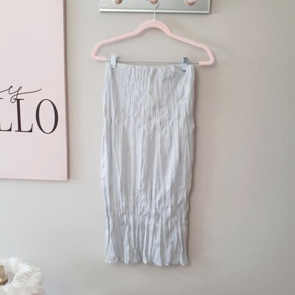 NWT Zara metallic fibre silver wrinkle effect crinkle high waist midi skirt, S - Picture 12 of 15